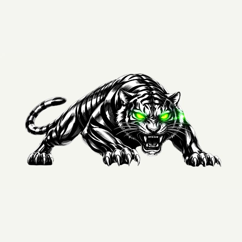 Schwarzer Tiger mit Neonaugen