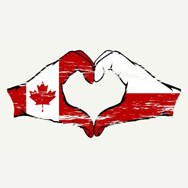 Drapeau du Canada de la Pologne Forme de coeur utilisé