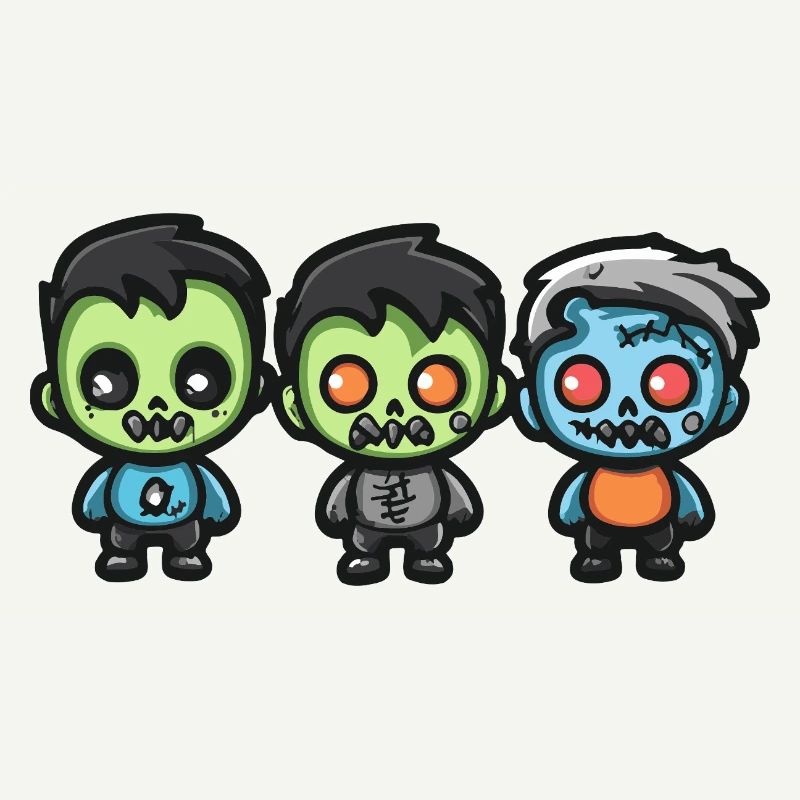 Zombies Halloween Cute Comic