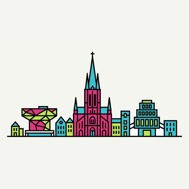 Antwerpener Stadtskyline-Kathedrale Moderne Linienkunst