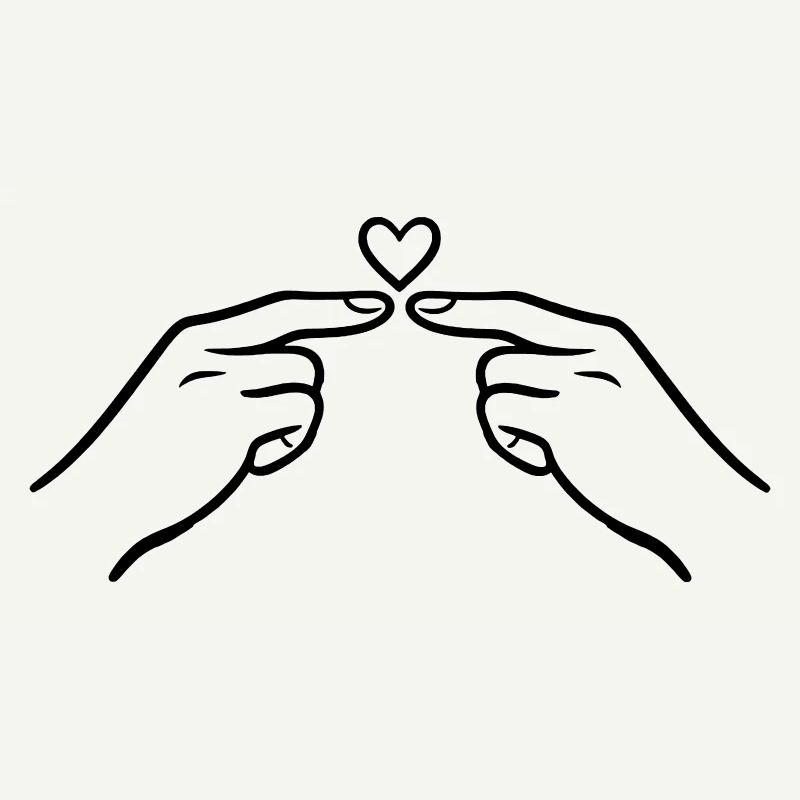 Finger Touch Heart Minimal Line Art Design