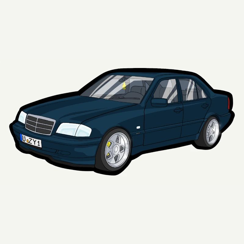 Blauer Oldtimer Cartoon Auto