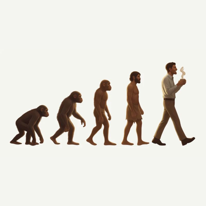 Evolutionary journey: From ape to coffee-drinking man