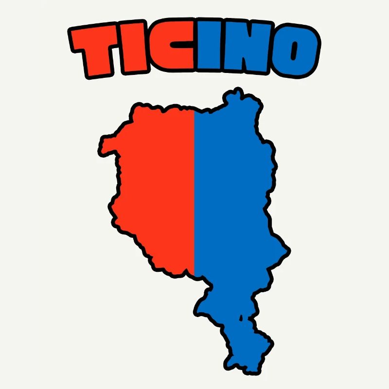Ticino Map Red-Blue
