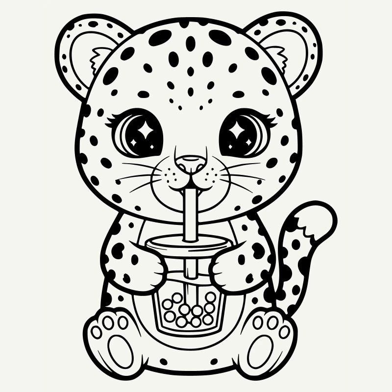 Leopard mit Becher