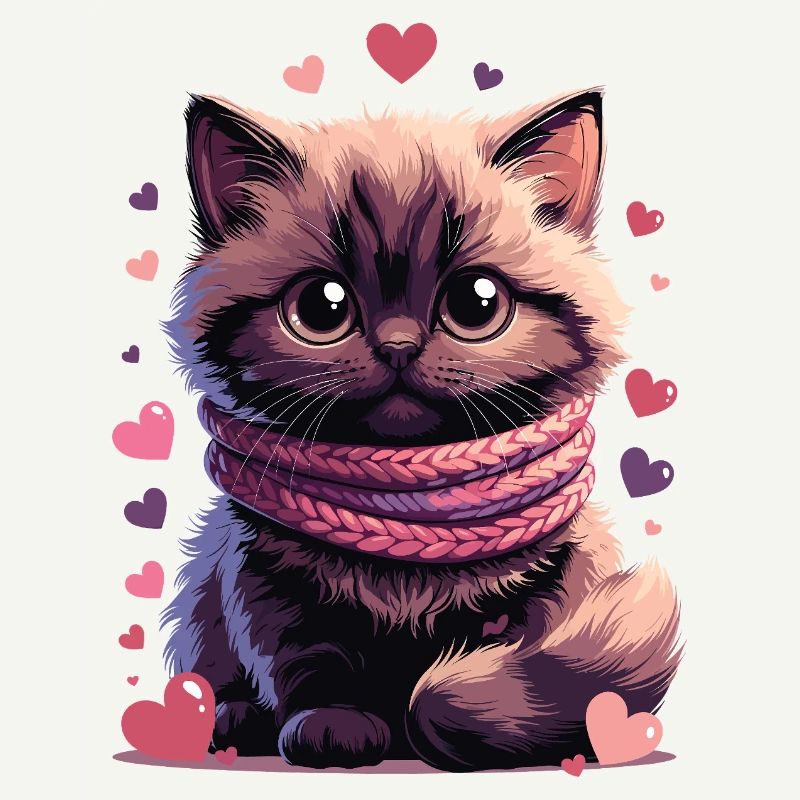 Chaton douillet écharpe rose