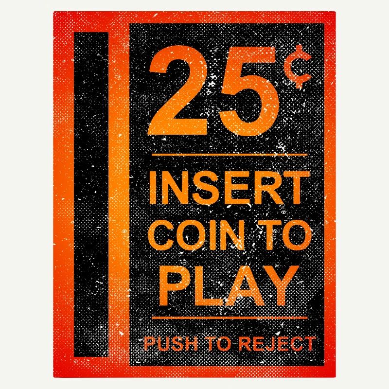 Insert Coin Retro Arcade Videogame Bartop Funny