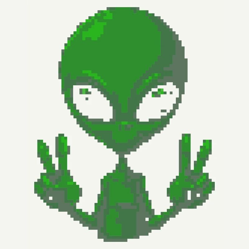 Pixel Alien Friedenszeichen-Tee