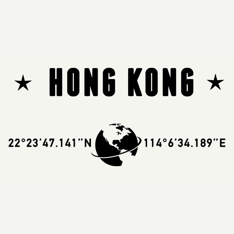 Hong Kong Coordinates Black Typography