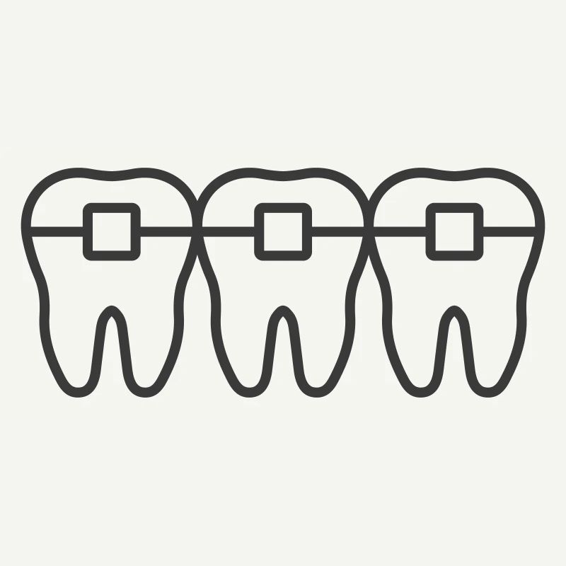Braces Line Icon – Orthodontic Teeth Alignment Sym
