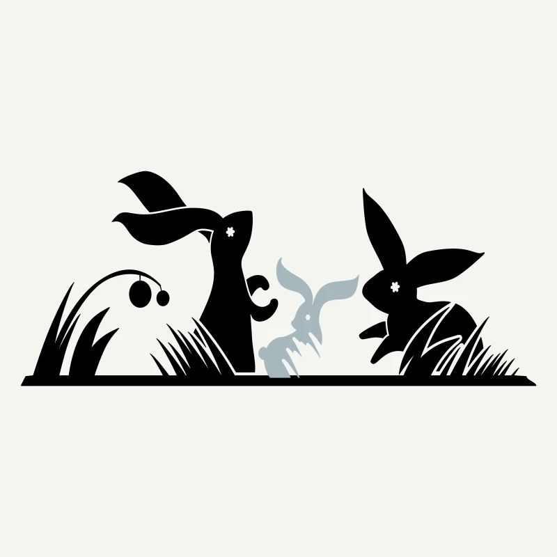 three rabbits in a meadow