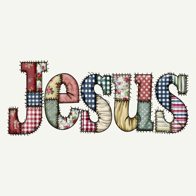 Patchwork Jesus Schriftzug
