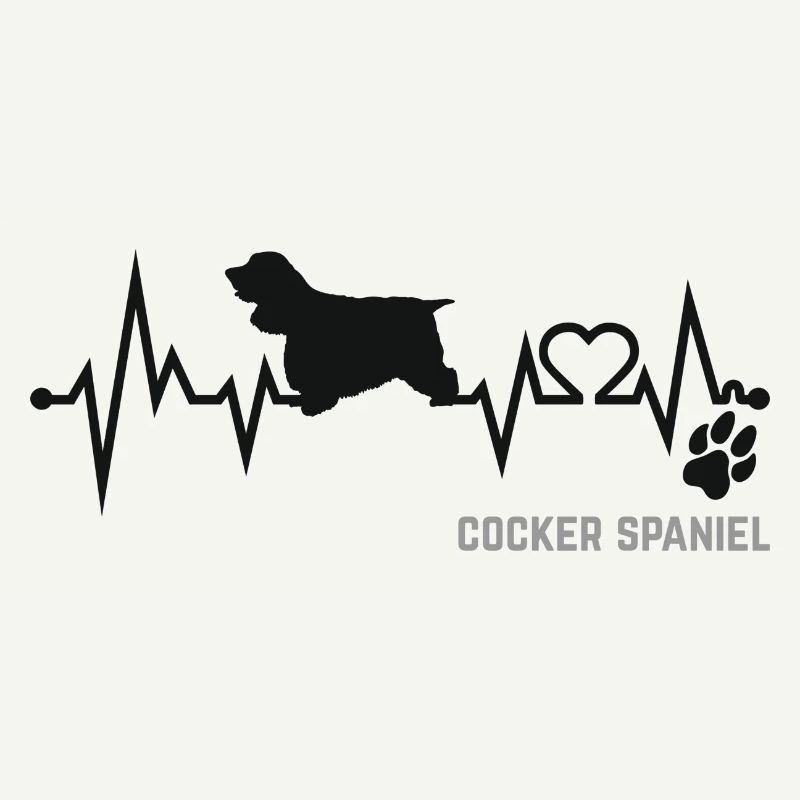 Cocker Spaniel Heartbeat Pulse ECG Dog Gift