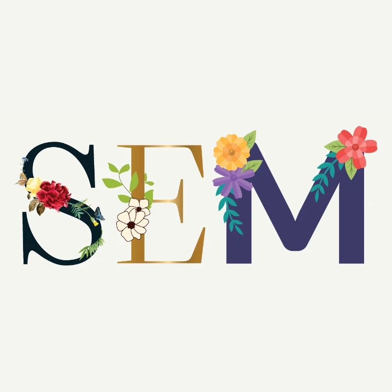 SEM name decorated with flowers