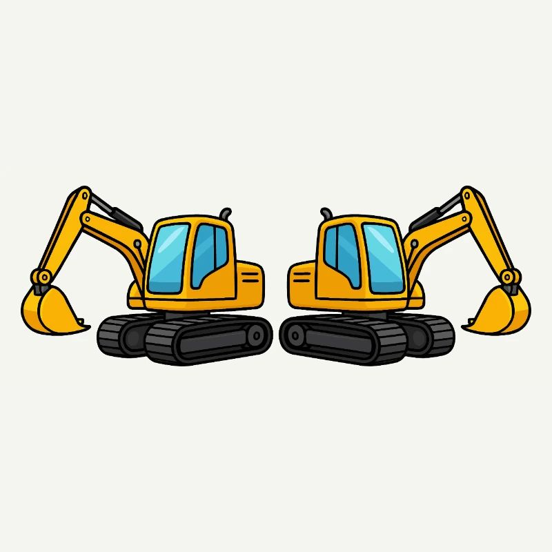 Silhouette de machine de construction double