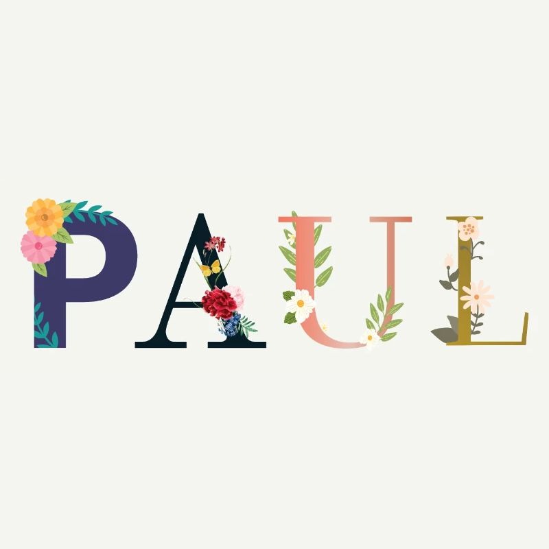 Le nom de PAUL est décoré de fleurs