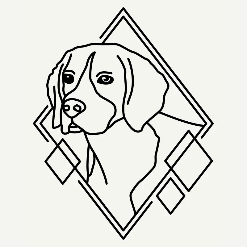 Beagle en forme géométrique - Conception d’art au trait