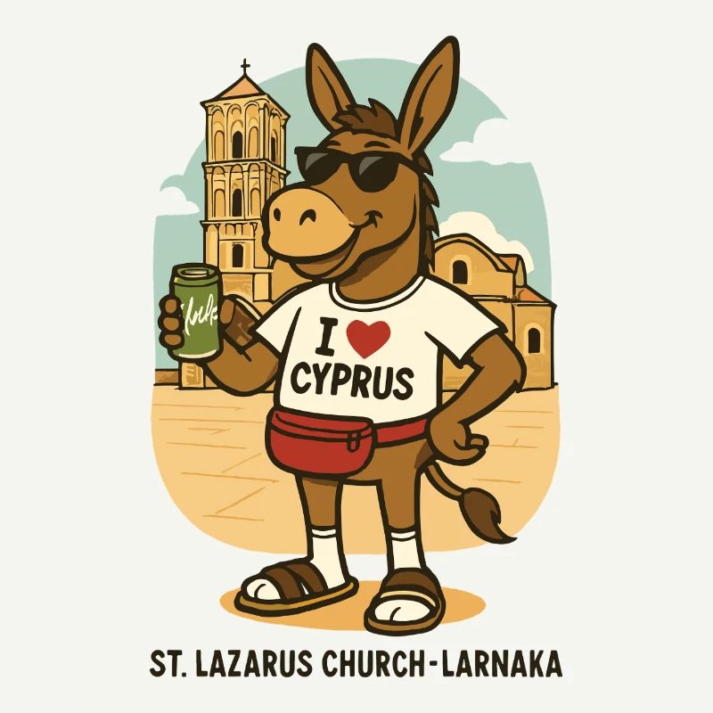 Âne en vacances à Larnaca avec une boisson