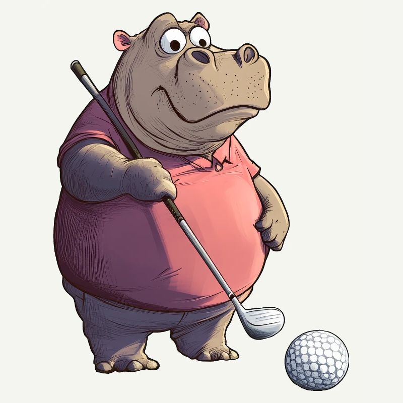 Nilpferde Golf / Golfer Nilpferd