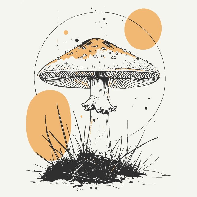 Silhouette de champignon de la forêt de clair de lune