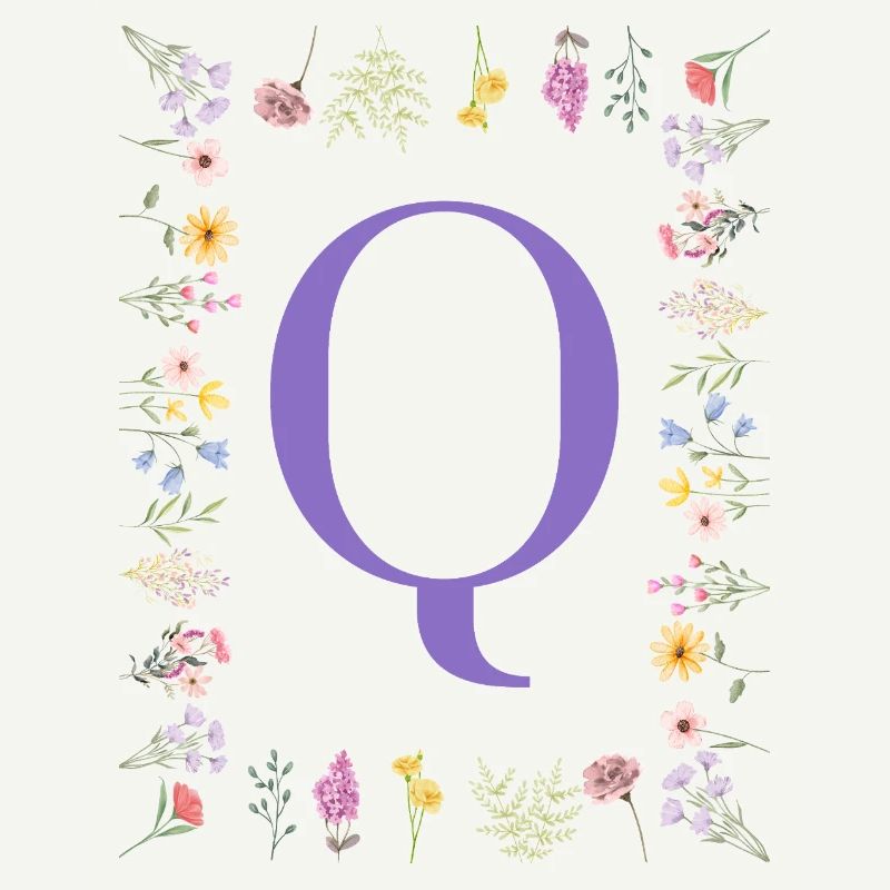 Monogramm "Q", florale Initialen