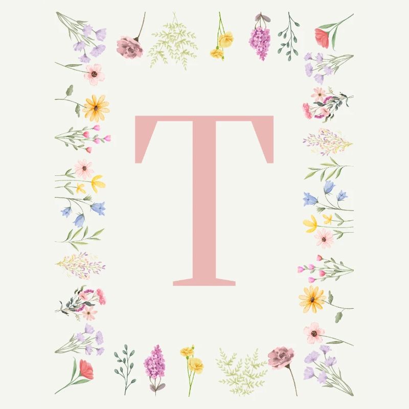 Floral initials "T", letters monogram