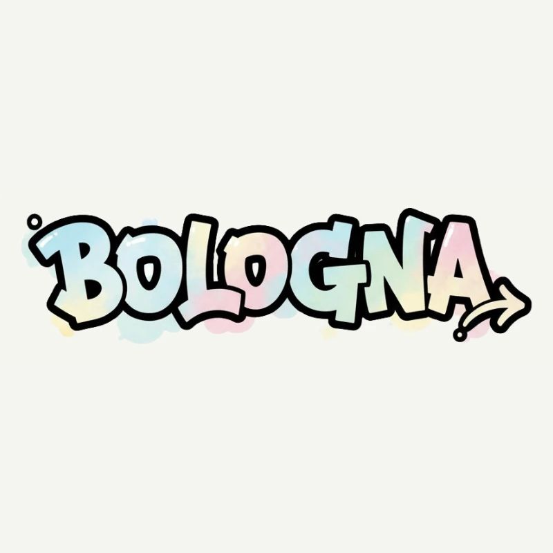 Lettrage graffiti BologneA sur la flèche