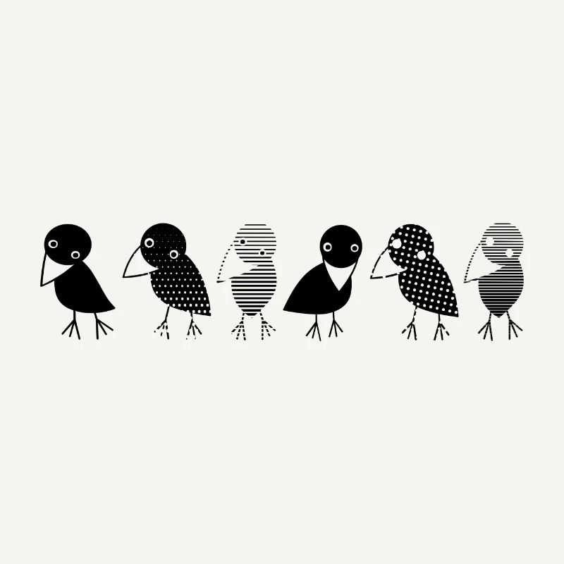 Crows at a glance. Cosy crows on a row
