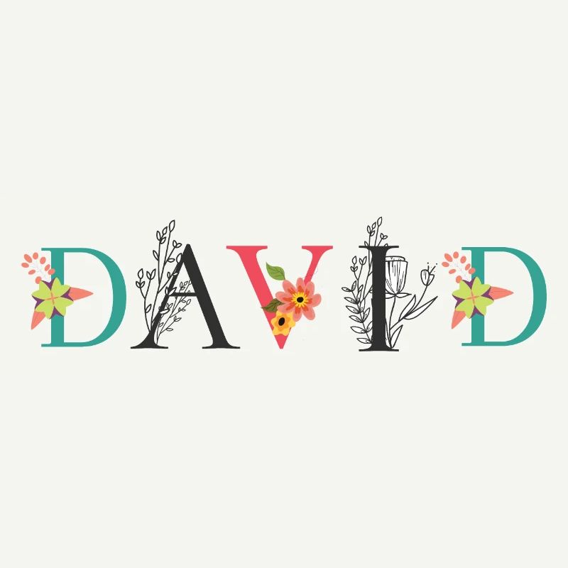 DAVID Nom Art avec fleurs brodées