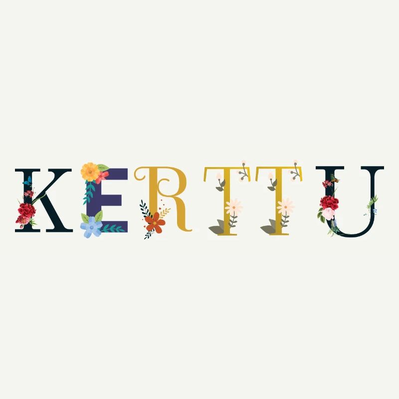Le nom de KERTTU est décoré de fleurs