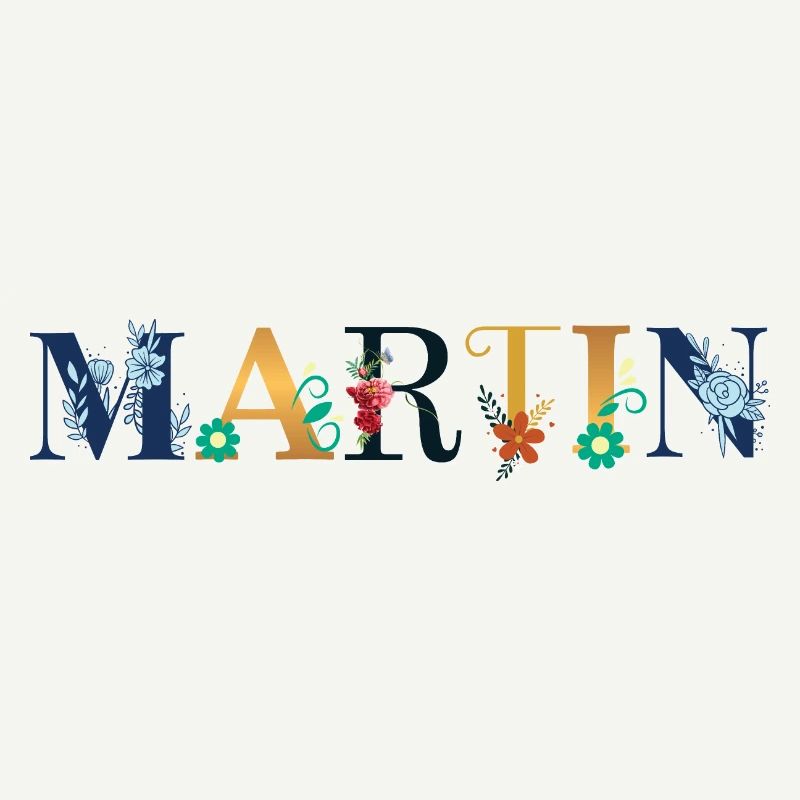 Nom MARTIN décoré de fleurs