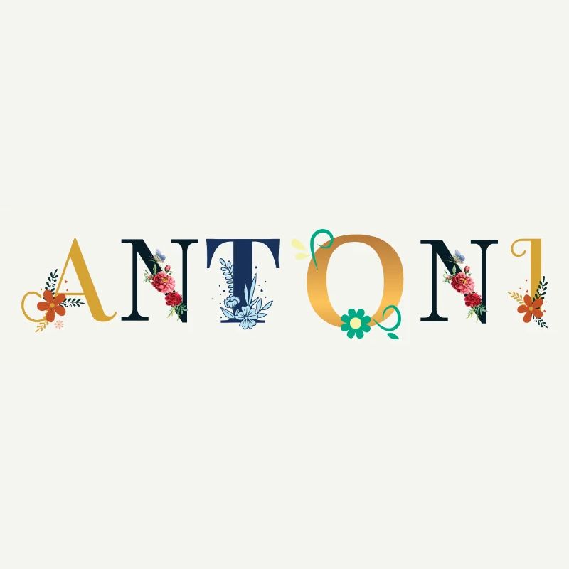 Nom ANTONI décoré de fleurs