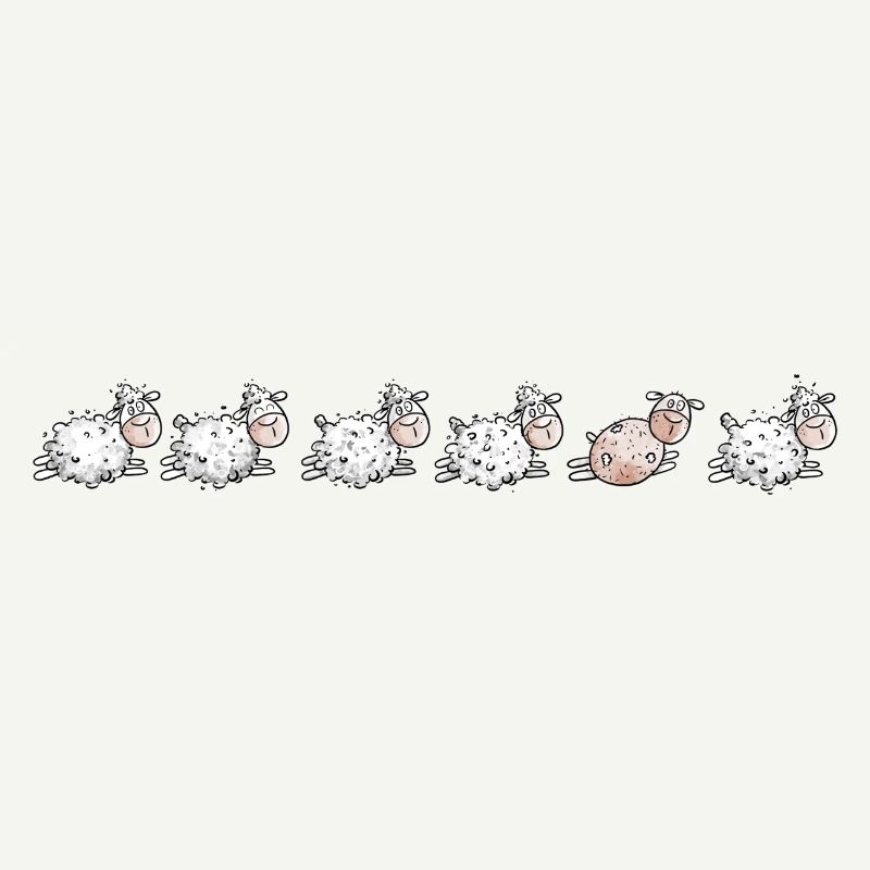 Sheep Flock and sheared sheep