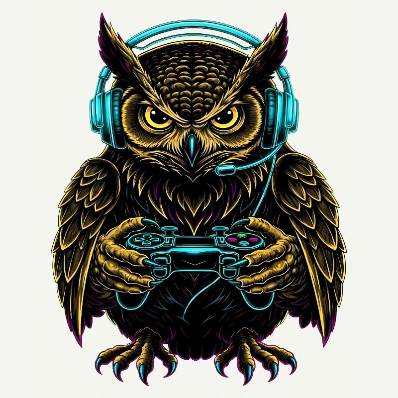 Eule Gaming Tier Videospiele Lustige Eule