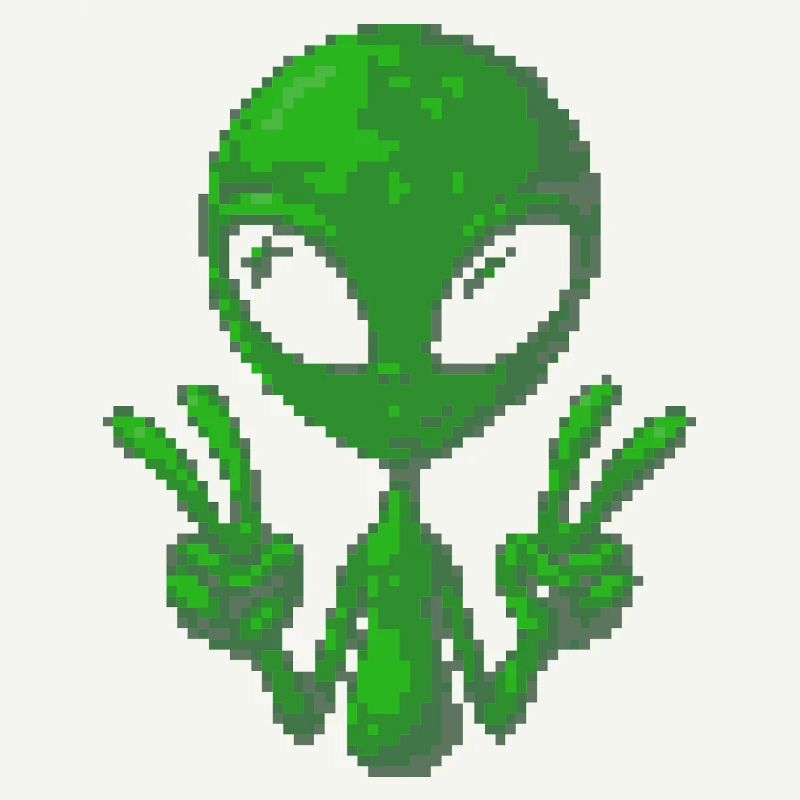 Pixel Alien Friedenszeichen