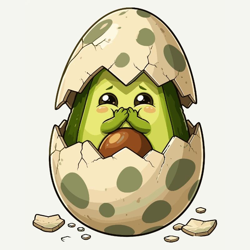 Avocado chicks from eggshell