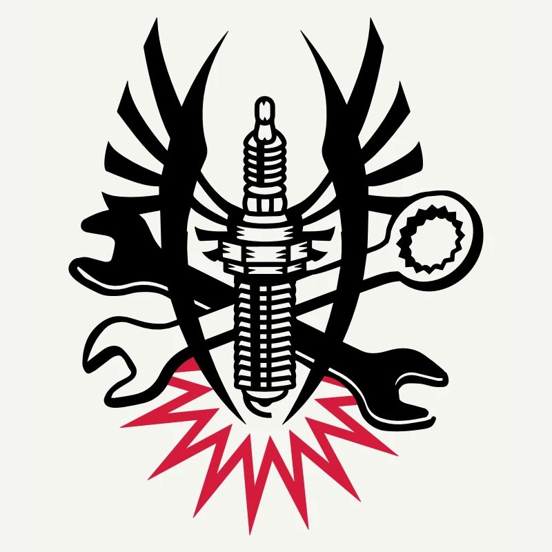 A spark plug with two wrenches