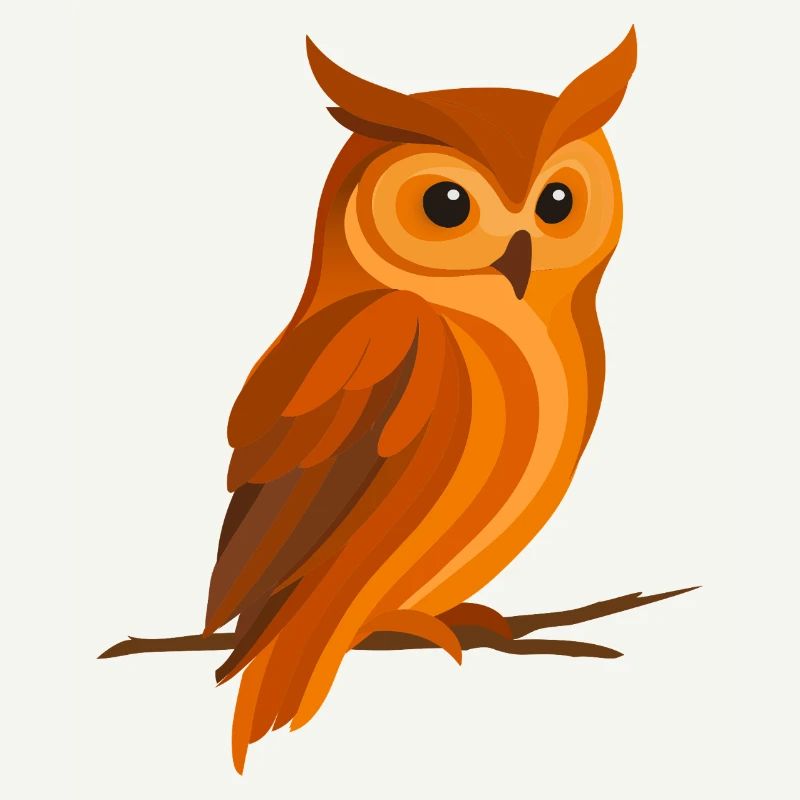 Hibou dans les tons orangés – oiseau forestier expressif
