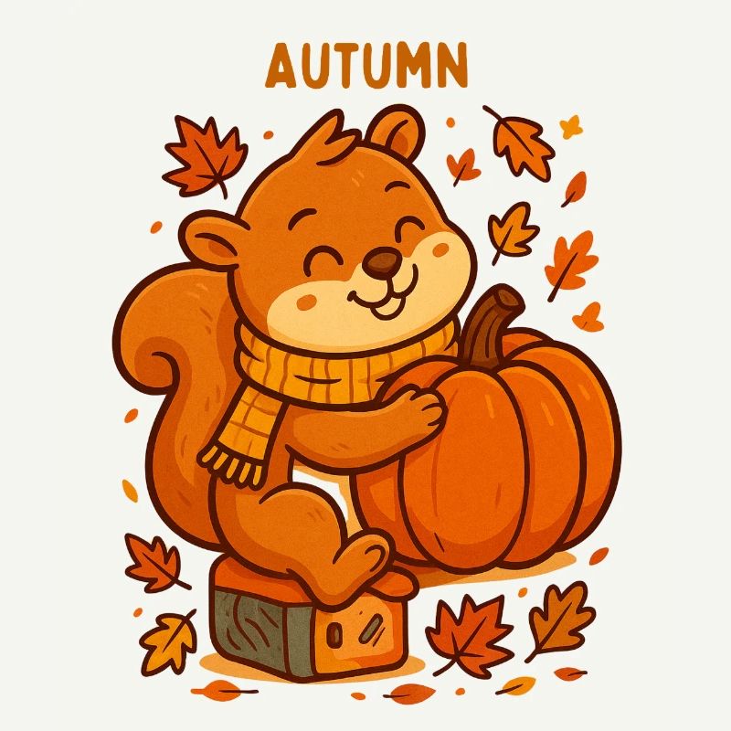 Herbstfreude Eichhörnchen mit Kürbis Herbst 