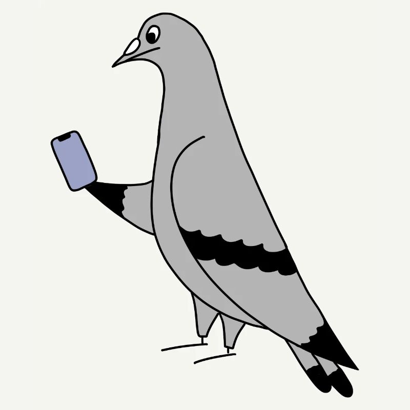 Pigeon Check Phone – Illustration minimale