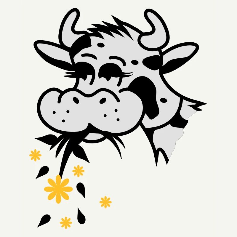 Cow eats bouquet