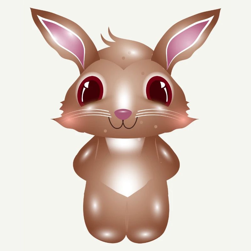 cute bunny with pink cheeks in comic style