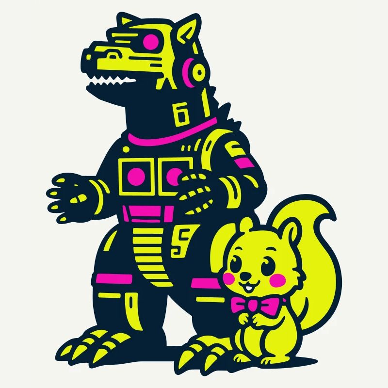 Mecha Drache mit Eichhörnchen