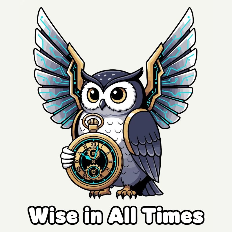 Wise Owl with Clock – Timeless Wisdom
