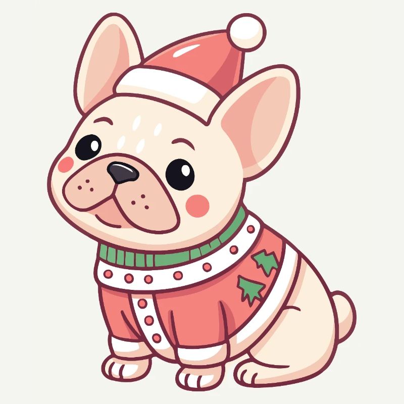 Chiot Noël en pull rouge