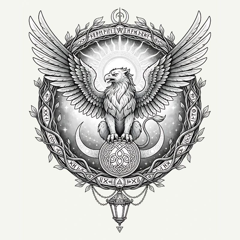 Cosmic Eagle with Rune Ring