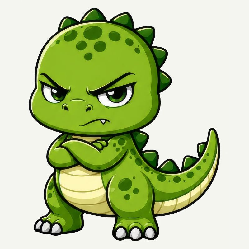 Funny T-Rex cartoon grumpy confident