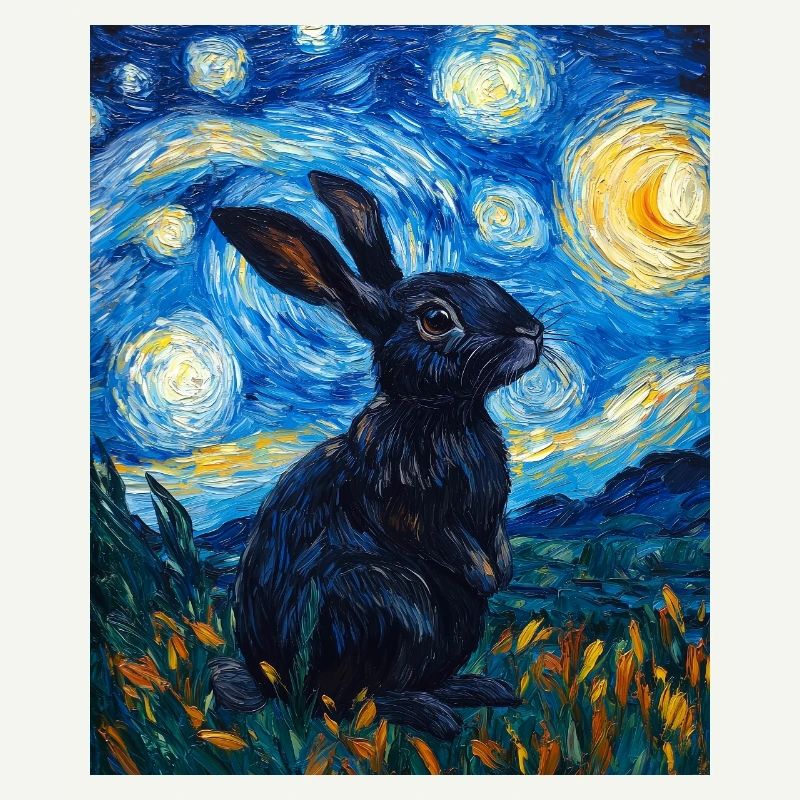 Bunny Van Gogh Style Starry Night