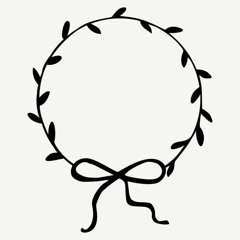 Leaf wreath with bow hand drawn