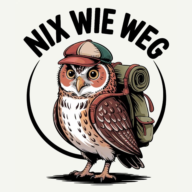 Wander-Eule mit Rucksack